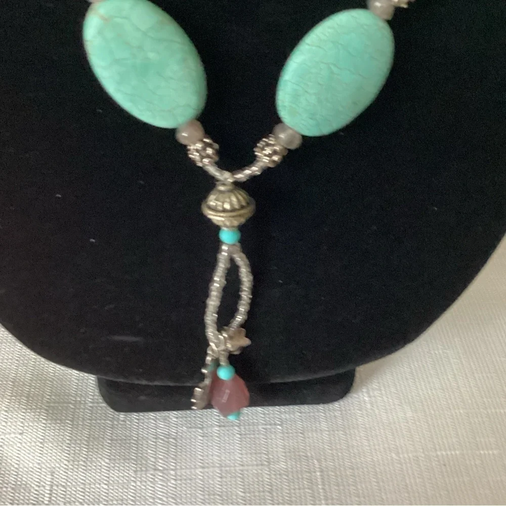 Turquoise Color Silver Tone Necklace